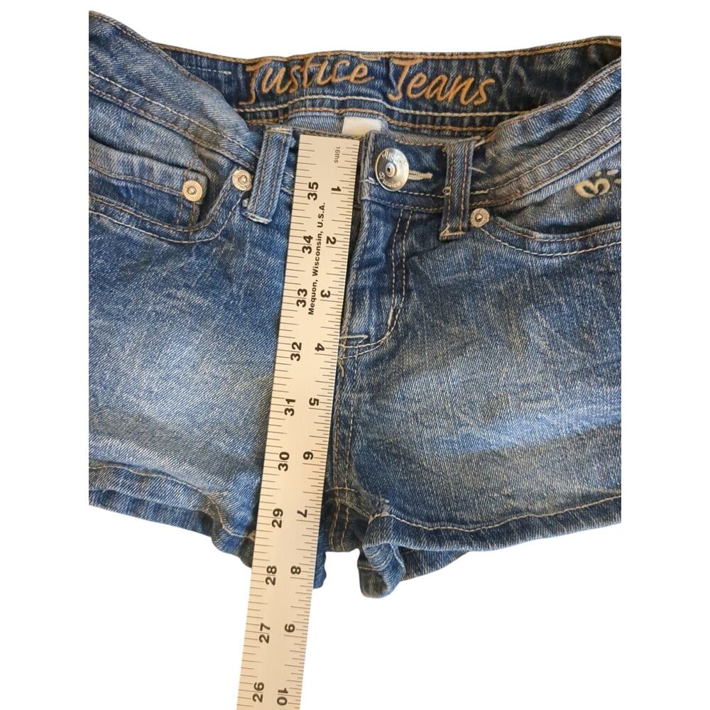 Justice Jean Shorts Girl's Size 8 Regular Blue Denim Stretch - Picture 9 of 9